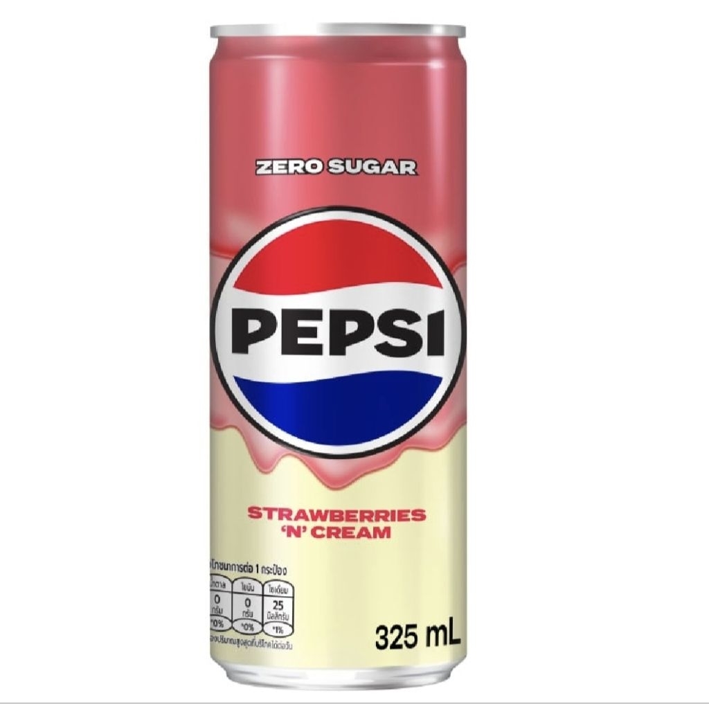 Pepsi เป๊ปซี่ไม่มีน้ำตาลสตรอเบอร์รี่แอนด์ ครีม 325มล. อย. ไทย