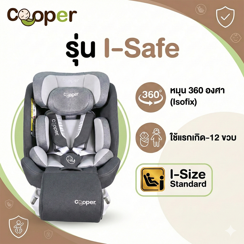 พร้อมส่ง Cooper Carseat รุ่น I-Safe สี Graphite Grey