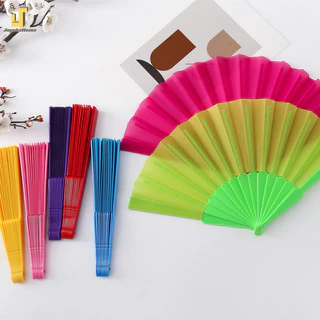 พัด พัดพับได้ พัดพลาสติก พัดสีแดง พัดจีน มี11สี 23CM