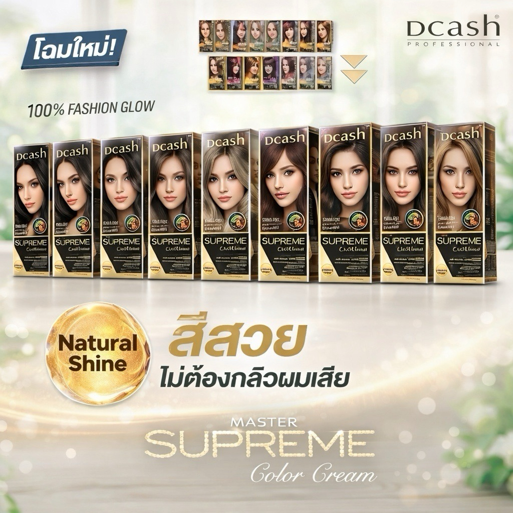 Dcash Professional Master Supreme Color Cream โทนสีธรรมชาติ ครีมเปลี่ยนสีผมคุณภาพสูงที่ช่วยให้ผมเงางามดั่งเคลือบแก้ว