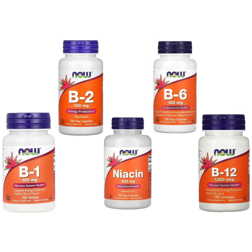 (พร้อมส่ง) NOW Foods, Vitamin B-1 / B-2 / Niacin,Niacinamide(B-3) / B-6 / B-12