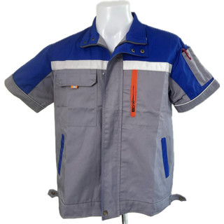 (พร้อมส่ง)เสื้อช็อปแขนสั้นมีแถบสะท้อนแสงรุ่นซิปหน้าเนื้อผ้าโ…