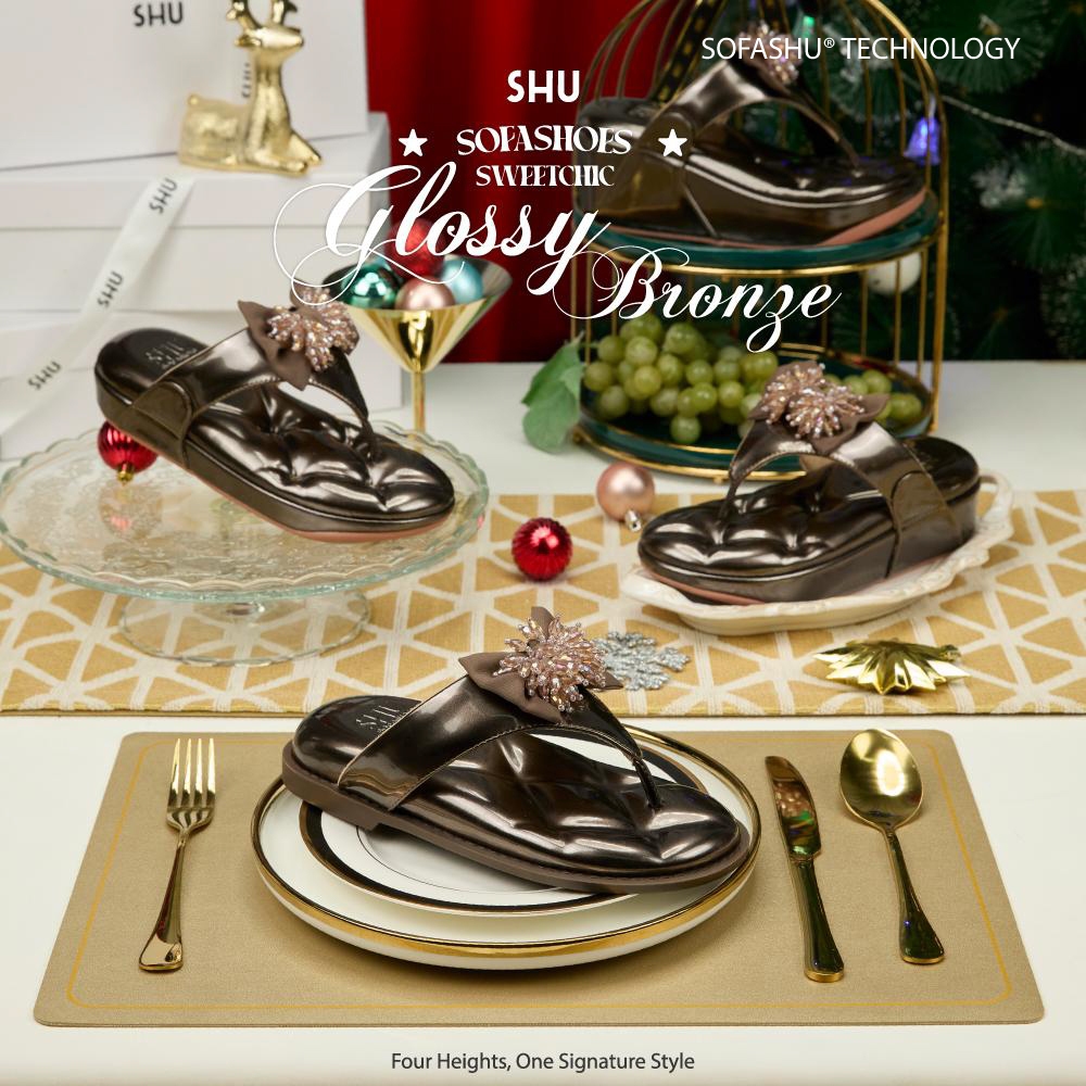 SHU SOFASHOES SWEETCHIC GLOSSY BRONZE รวม 4 ความสูง