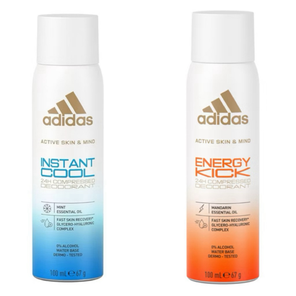 สเปรย์ระงับกลิ่นกาย Adidas Active Skin & Mind Instant Cool 24H Compressed Deodorant Spray 100 มล.
