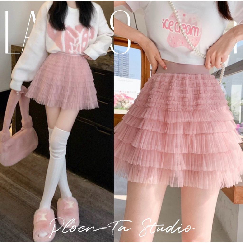 Mini layers skirt กระโปรงสั้น ดีเทลเย็บชั้นถี่ๆ ทรงบานสุดคิ้วท์ มี7สี