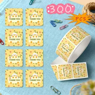 สติ๊กเกอร์ขอบคุณ สี่เหลี่ยม สติ๊กเกอร์ติดกล่อง ติดแก้ว ตกแต่ง sticker thankyou