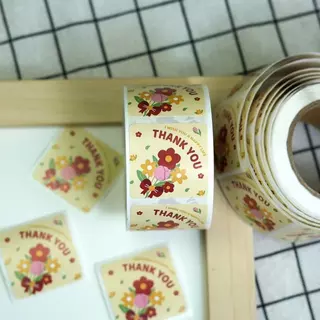 สติ๊กเกอร์ขอบคุณ สี่เหลี่ยม สติ๊กเกอร์ติดกล่อง ติดแก้ว ตกแต่ง sticker thankyou