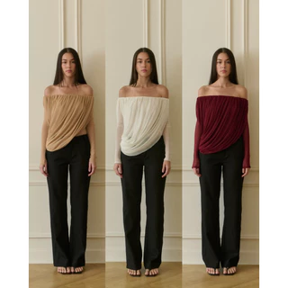 MACHMACHTHELABEL - Blaire Draped Top เสื้อเดรปแขนยาว (พร้อมส่ง)