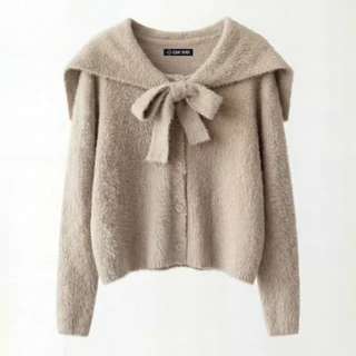 CO1205 | Sailor Collar Tie Knit Cardigan