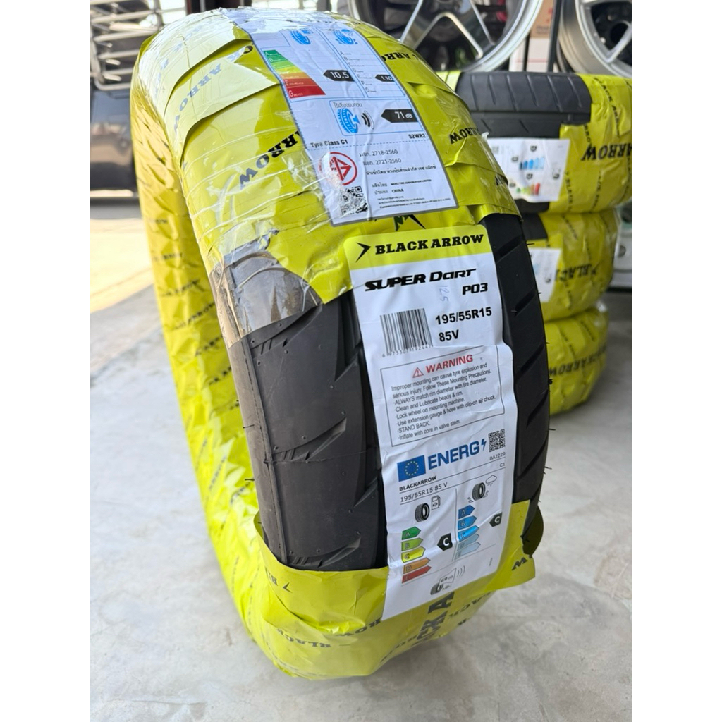 195/55R15 ℬℒ𝒜𝒞𝒦 𝒜ℛℛ𝒪𝒲 🏁ลาย RE005 ยางใหม่ ราคา 1 เส้น ผลิตปี 2026 นุ่มเงียบ เบรคสั้น รีดน้ำไว จัดส่งด