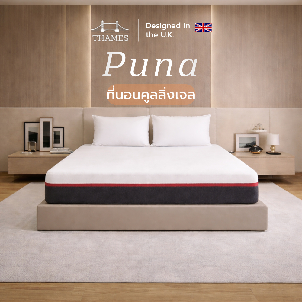 Thames ที่นอนเมมโมรี่โฟม Memory Foam รุ่น Puna หนา 6 นิ้ว  ผสมคูลลิ่งเจลไม่กักเก็บความร้อน ระบายอากาศได้ดี
