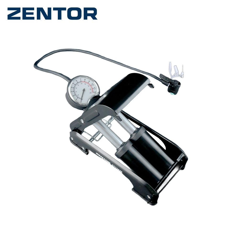 Zentor ที่สูบลมจักรยาน ปั๊มลมเท้า ปั๊มลมคู่ แรงดันสูง 60 PSI แม่นยำ แข็งเเรง มาตรฐานนานาชาติ Double Air Pump