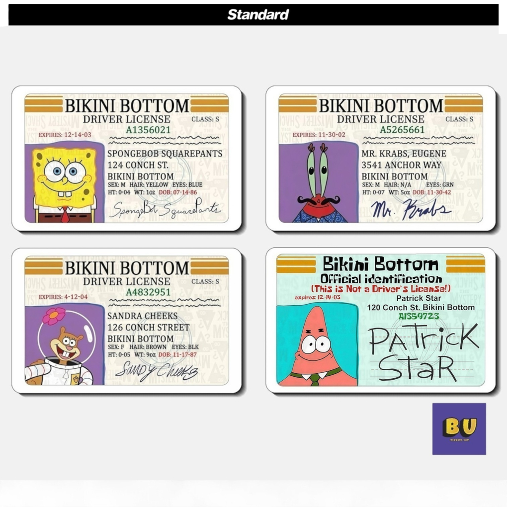 [ส่งฟรี] สติกเกอร์ติดบัตรATM BTS VISA  สกินการ์ด[ STICKER SKIN CARD ]ลาย: License Spongebob สพันจ์บ็อบ:BU วัสดุพรีเมี่ยม