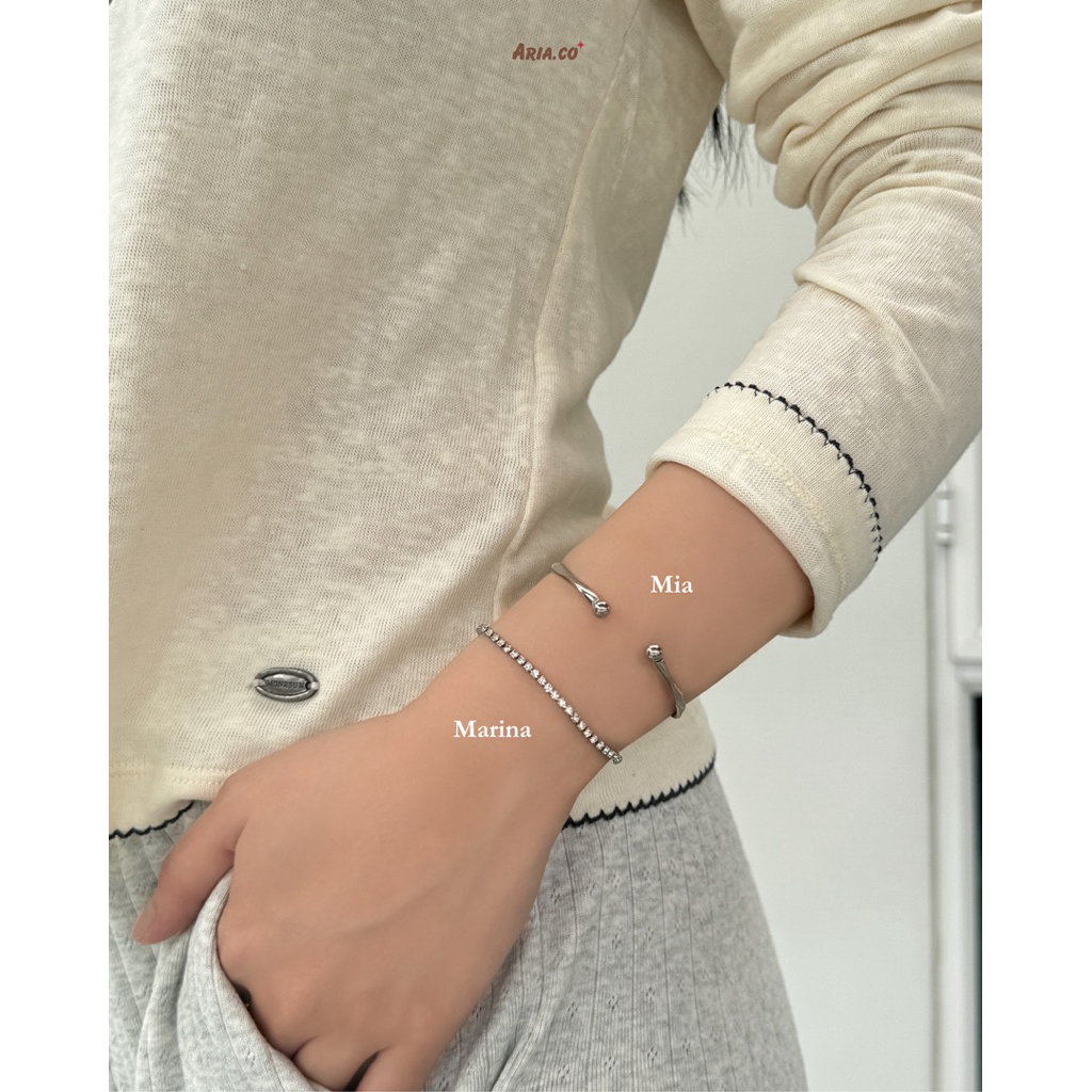 Marina tennis Bracelet - Stainless steel ไม่ลอกไม่ดำ ปรับขนาดได้-Aria.co