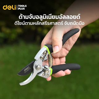 Deli กรรไกรตัดเเต่งกิ่งไม้ กรรไกรตัดกิ่ง กรรไกรทำสวน SK5 มีระบบล็อกนิรภัย แข็งเเรง ทนทาน Pruning Shears