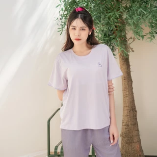 B'me ชุดเซ็ตรูปแบบเสื้อแขนสั้นคอกลม พร้อมกางเกงขายาว รุ่น ME8824 มี 3 สีม่วง สีเขียว สีโอลด์โรส สี M.3