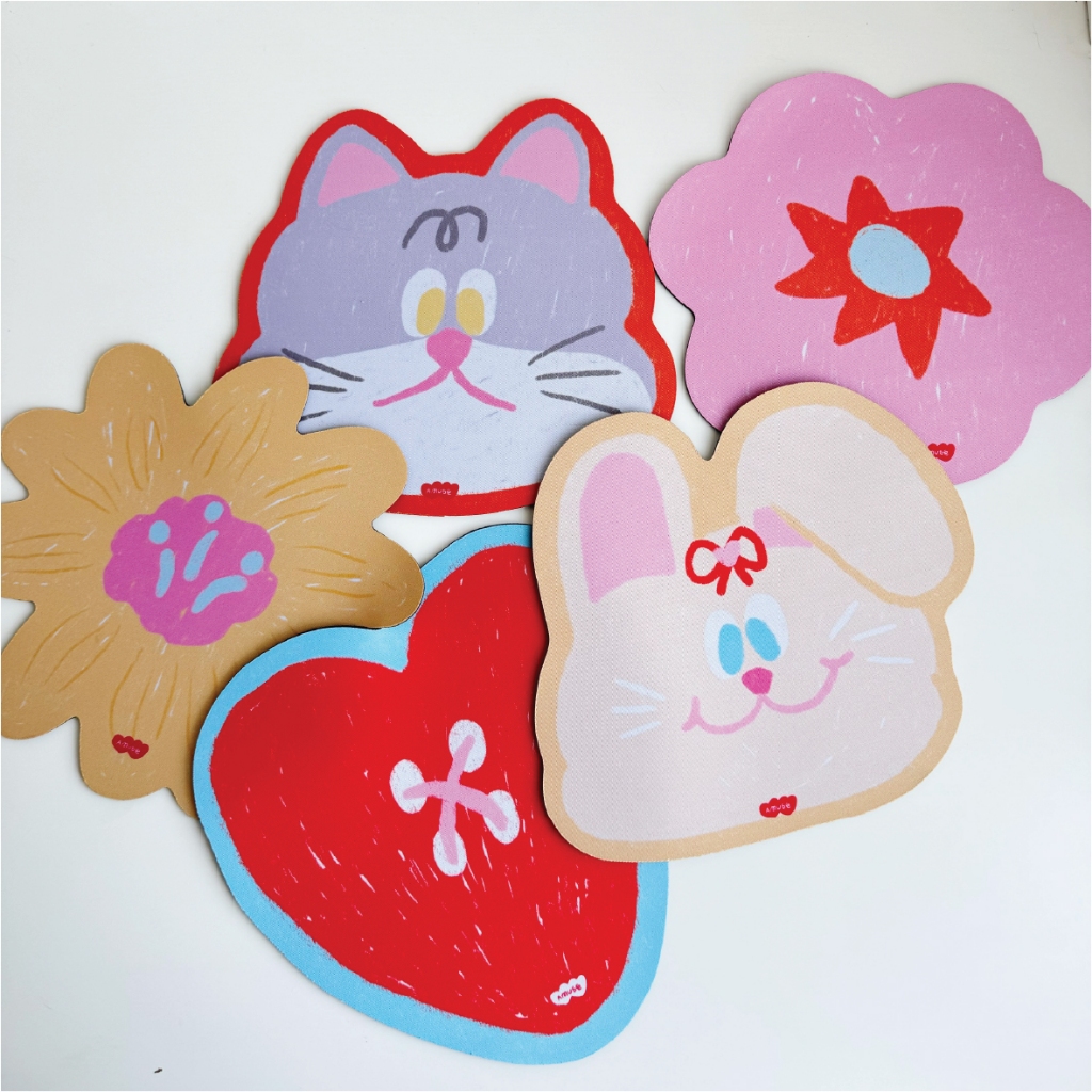 amuse stuff-Amuse Mini Mousepad – Cute Edition แผ่นรองเม้าส์ขนาด25cm ไดคัทตามรูป