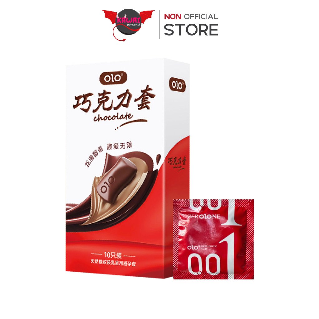 OLO ถุงยาง กลิ่นช็อกโกแลต ชนิดเรียบ บาง 0.01 (50–90%) เพิ่มไฮยาลูรอน ไซส์ 52±2 มม.
