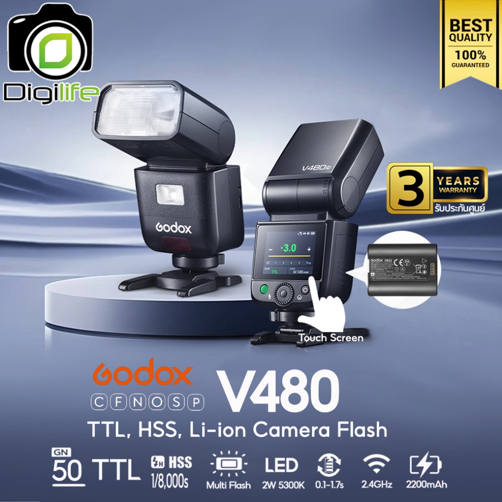 Godox Flash V480 - TTL, HSS, Lithium Battery ( X2T, VB22, SA-K6 , SGGV ) / Digilife Thailand