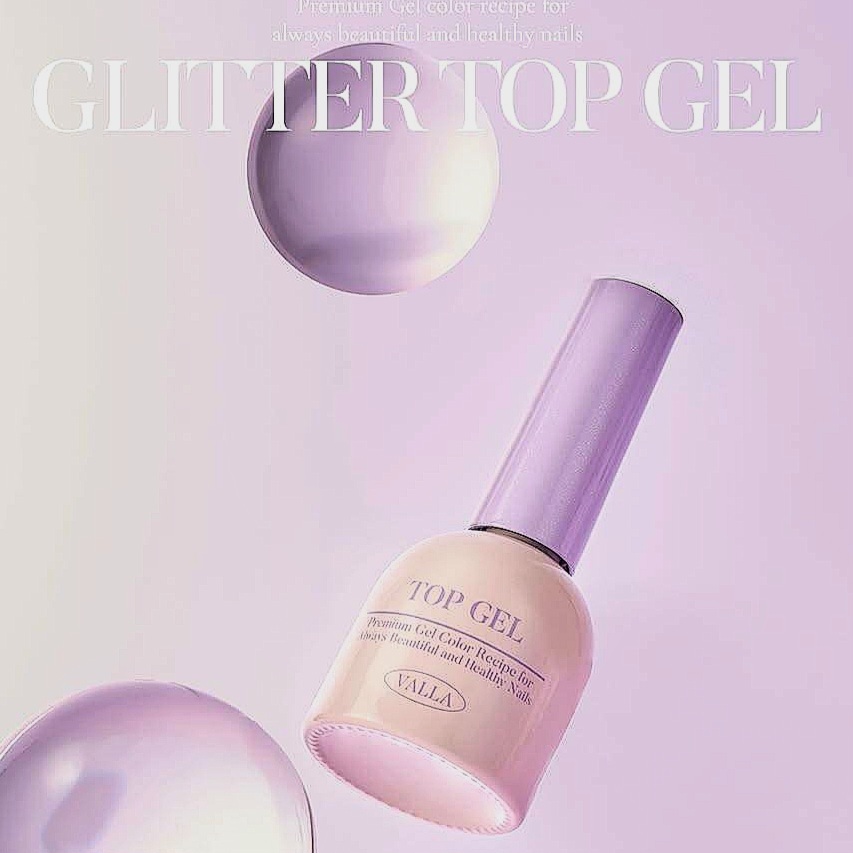 VALLA🇰🇷 Glitter Top Gel ท้อปเงาผสมกลิ๊ตเตอร์ แบบไม่ต้องเช็ดเหนียว ของแท้จากเกาหลี