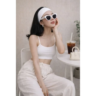 💕PP♡CLOSET💕 Mini Bra เสื้อครอปสายเดี่ยว เป็นผ้าเรย่อนเย็บ2ชั้นทั้งตัว