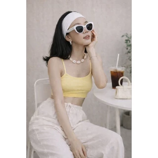 💕PP♡CLOSET💕 Mini Bra เสื้อครอปสายเดี่ยว เป็นผ้าเรย่อนเย็บ2ชั้นทั้งตัว