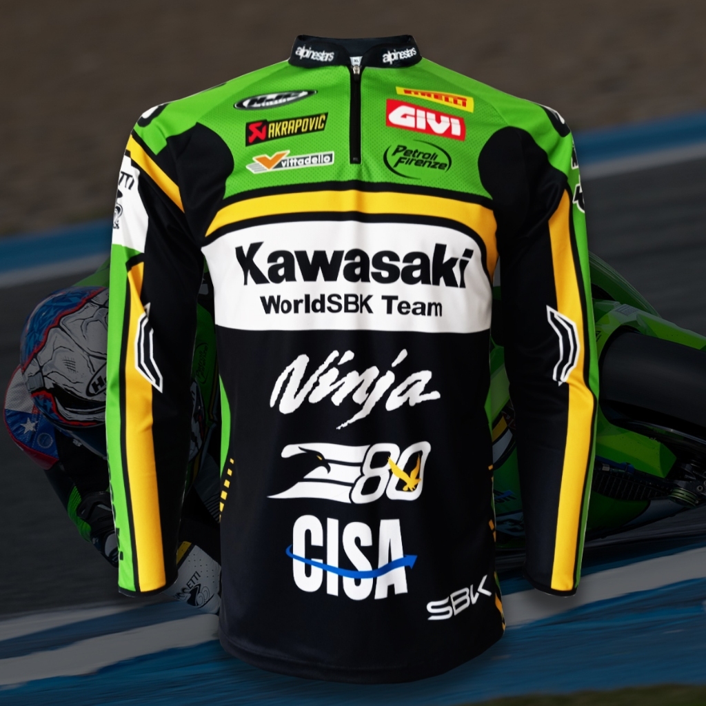 เสื้อแขนยาว โมโตจีพี ทีม คาวาซากิ WSBK TEAM 2025 #WB0047 รุ่น การ์เรต เกอร์ลอฟ#31 ไซส์ S-5XL