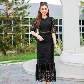 🤍🩷Dress Iris เดรสลูกไม้ยาว ทรงเรียบหรู ดีไซน์กระโปรงหางปลา ส…