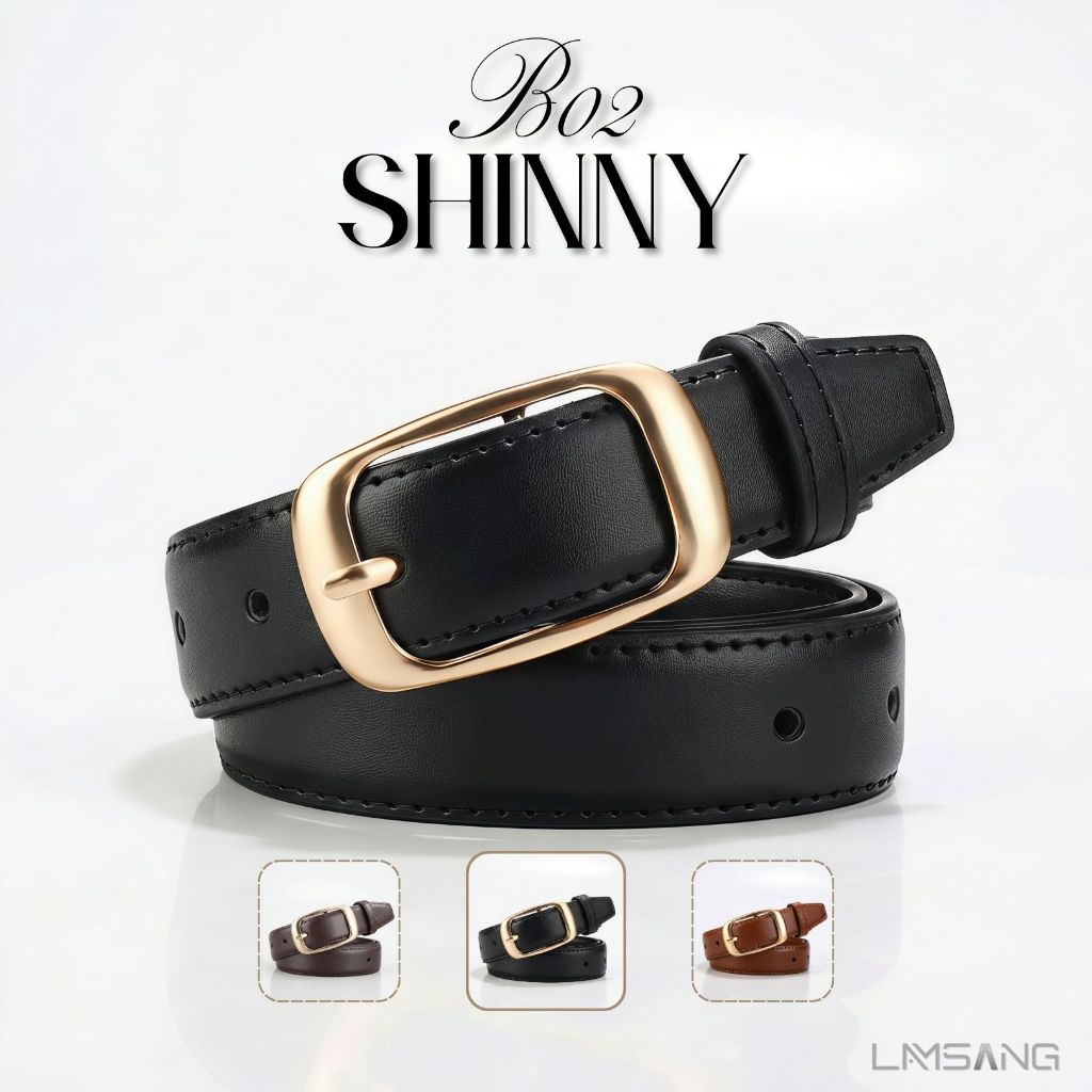 (🇹🇭 พร้อมส่ง) LAMSANG B02 Shiny Belt  วัสดุหนัง PU คุณภาพสูง สัมผัสนุ่ม ทนทาน ความกว้าง 2.8 x 105 cm