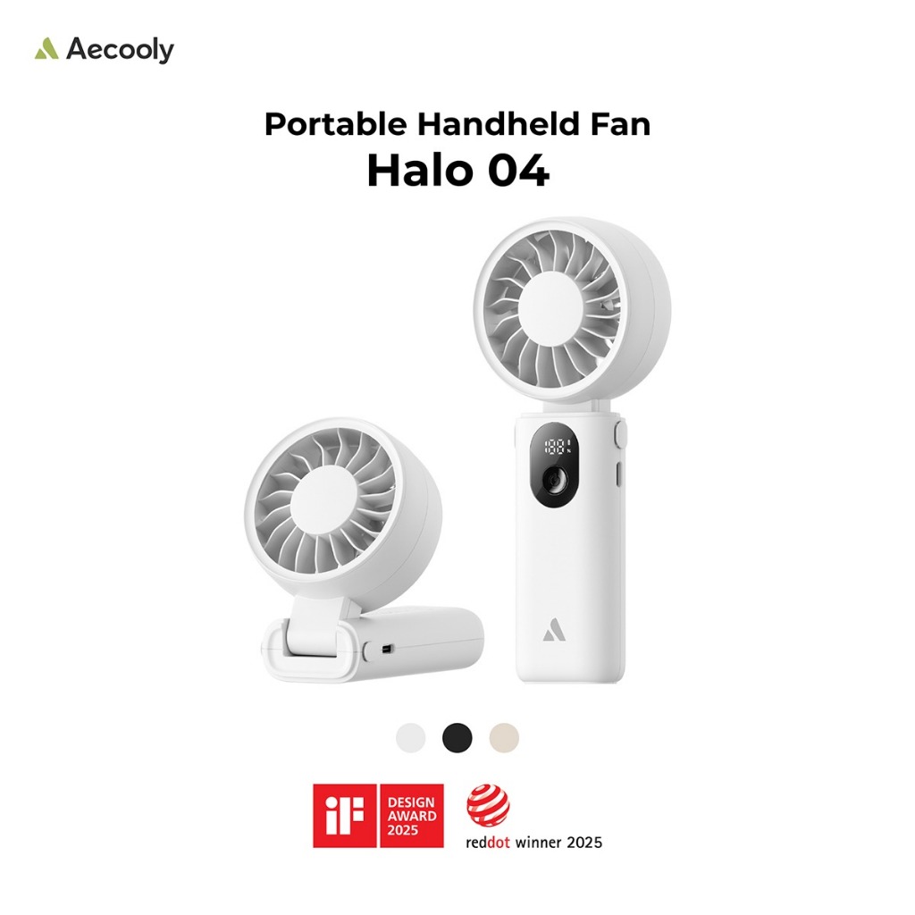 Aecooly พัดลมมือถือ Halo 04 ความจุ 3600mAh พัดลมมือถือ เสียงเงียบ พกพาง่าย รุ่น PE02