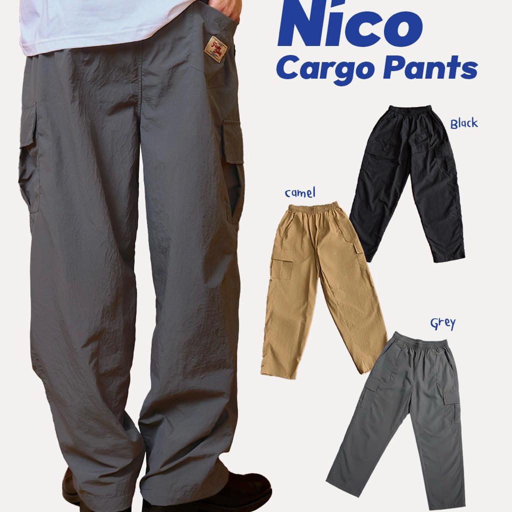 Nico Cargo Pants กางเกงขายาวคาร์โก้ทรงกระบอก ผ้าไนล่อน