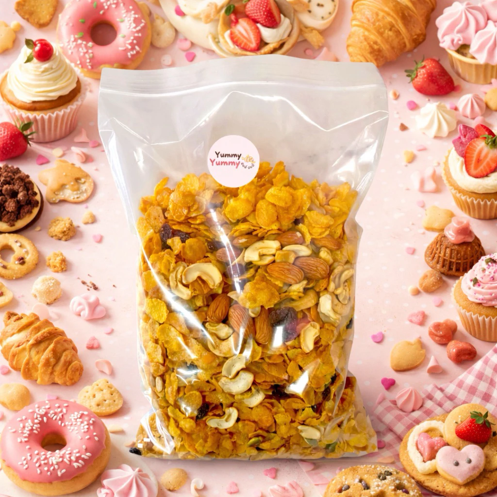 คอนเฟลกคาราเมลหวานน้อย Homemade ธัญพืชจุใจ หอมสุดๆ ขนาด500กรัม