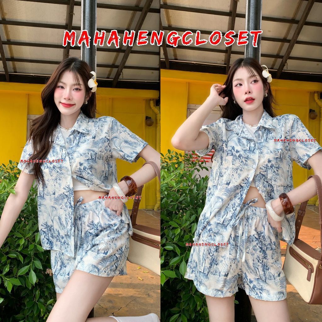 💰MahahengCloset💰ชุดเซต 2 ชิ้น เสื้อเชิ้ต+กางเกง สไตล์น่ารักคิ้วท์ๆ ผ้านุ่มใส่สบาย ลุคแมทซ์แอนด์ชิค เสื้อผ้าแฟชั่นผู้หญิง