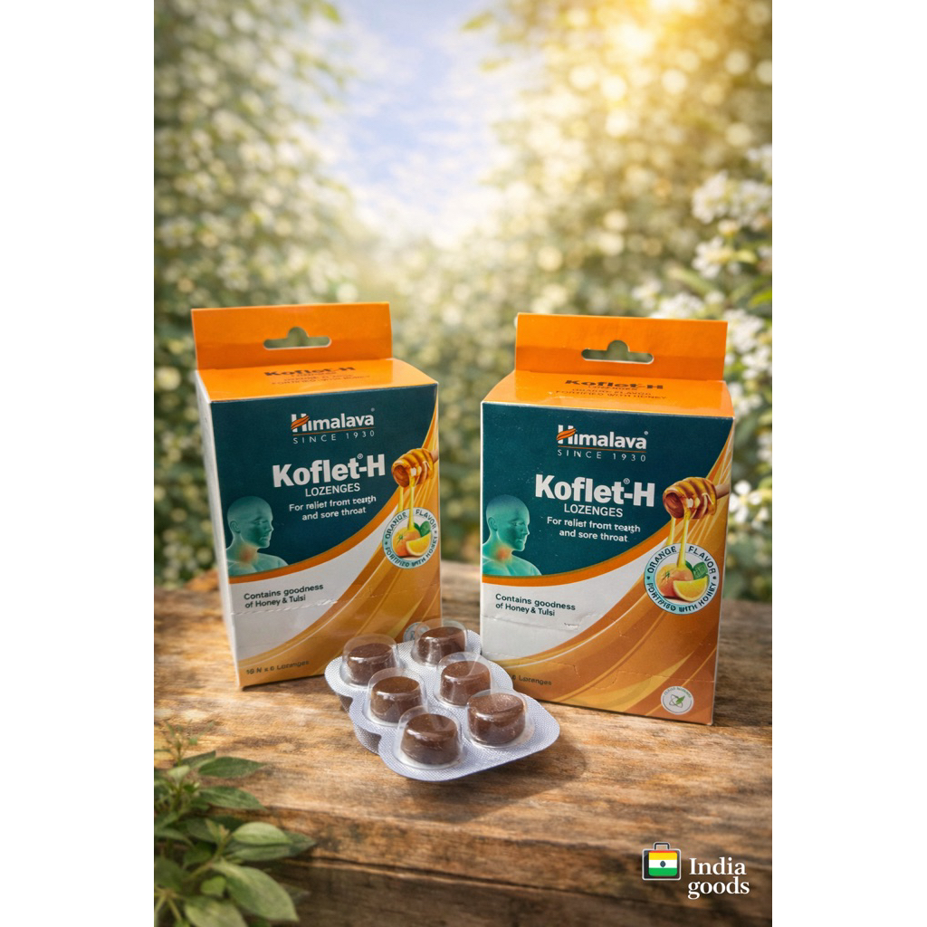 )  Himalaya Koflet-H Lozenges ลูกอมแก้เจ็บคอ ลดไอ ชุ่มคอ สมุนไพรอินเดีย ของแท้ รส Ginger / Orange