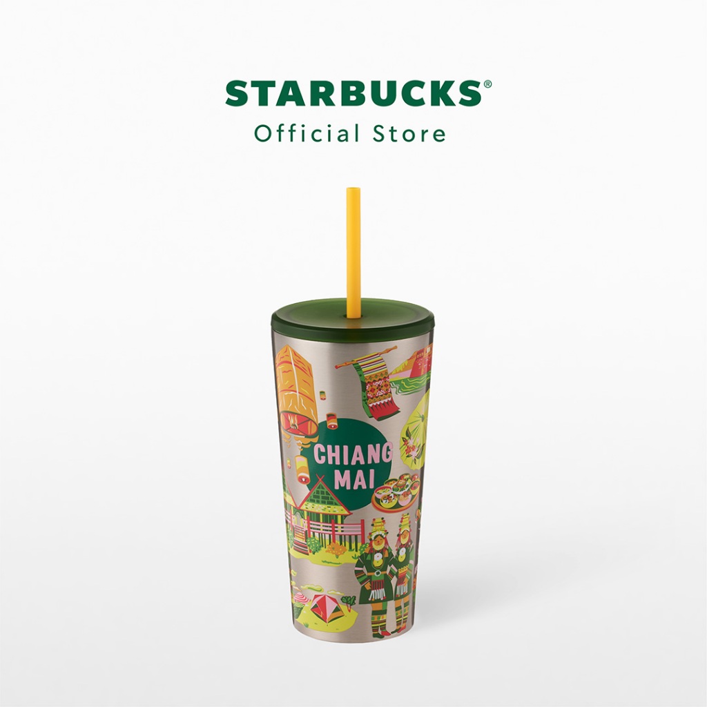 Starbucks Stainless Steel Chiang Mai Discovery Cold Cup 16oz. ทัมเบลอร์สตาร์บัคส์สแตนเลสสตีล ขนาด 16ออนซ์ A11180110