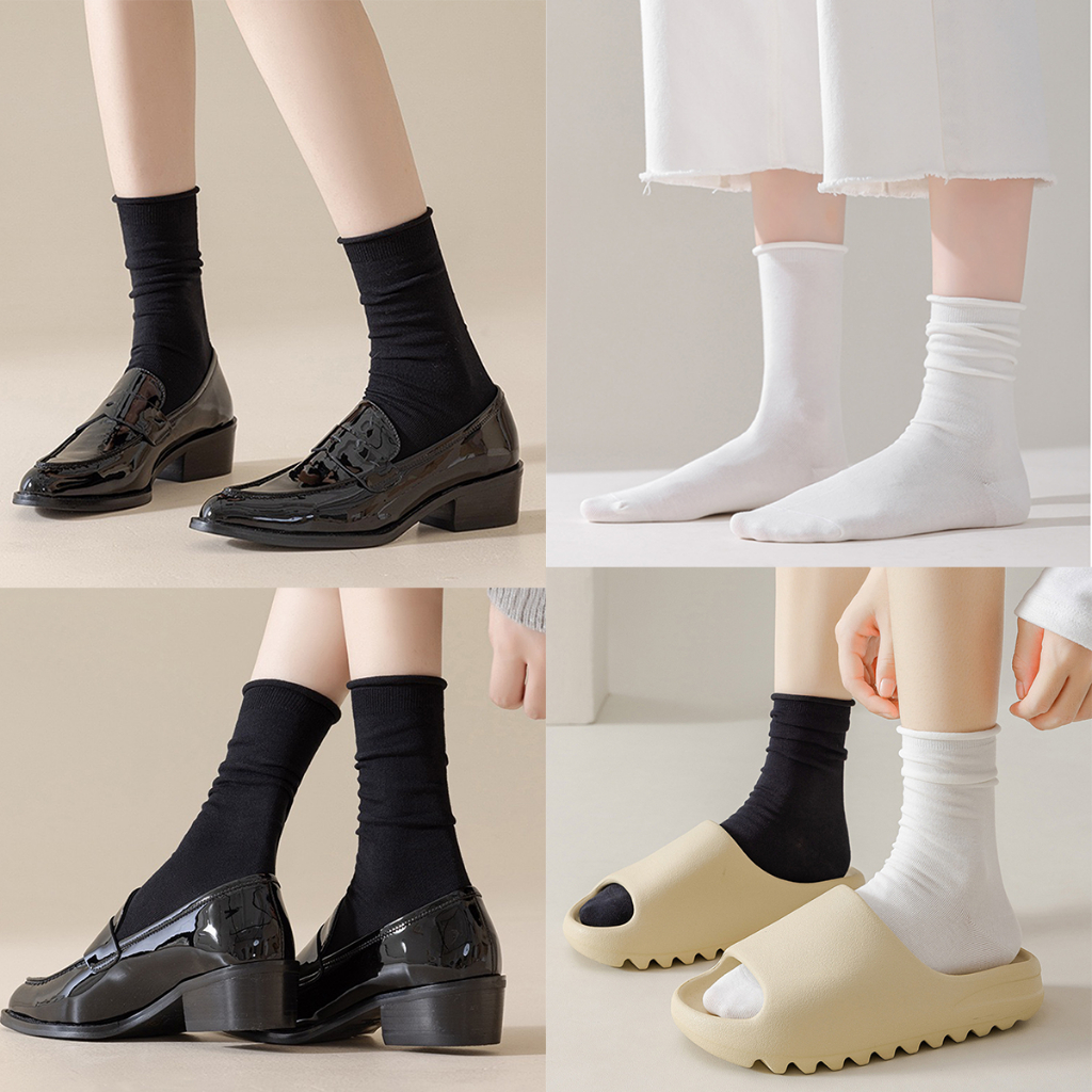 ONEIMO🍑 ถุงเท้า ข้อกลาง ลูกไม้ ข้อม้วน ผ้าฝ้าย รุ่น Simple Flow กับ รุ่น Muan✨พร้อมส่ง - รูปที่ 5