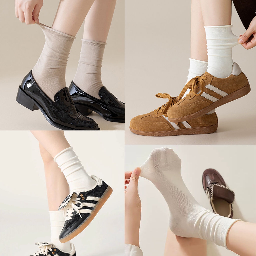 ONEIMO🍑 ถุงเท้า ข้อกลาง ลูกไม้ ข้อม้วน ผ้าฝ้าย รุ่น Simple Flow กับ รุ่น Muan✨พร้อมส่ง - รูปที่ 6