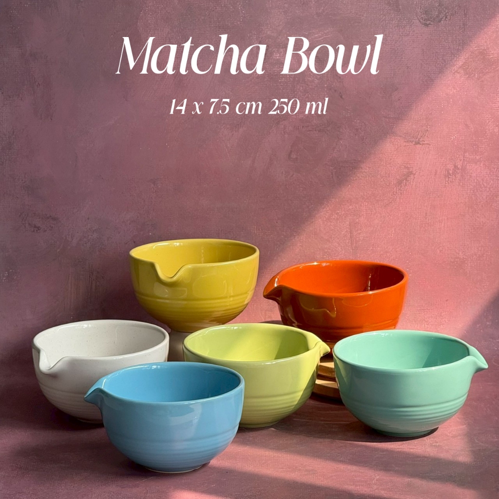 Matcha Bowl ขนาด 14 x 7.5 cm ความจุ 250 ml ถ้วยมัทฉะ ถ้วยตีมัทฉะ ถ้วยชงมัทฉะ แบบมีปาก Chawan - AT1CERAMIC