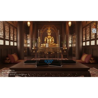 ตู้พระคิ้วเงิน ทรงพระ ผ้ากำมะหยี่สีดำล้วน มินิมอล