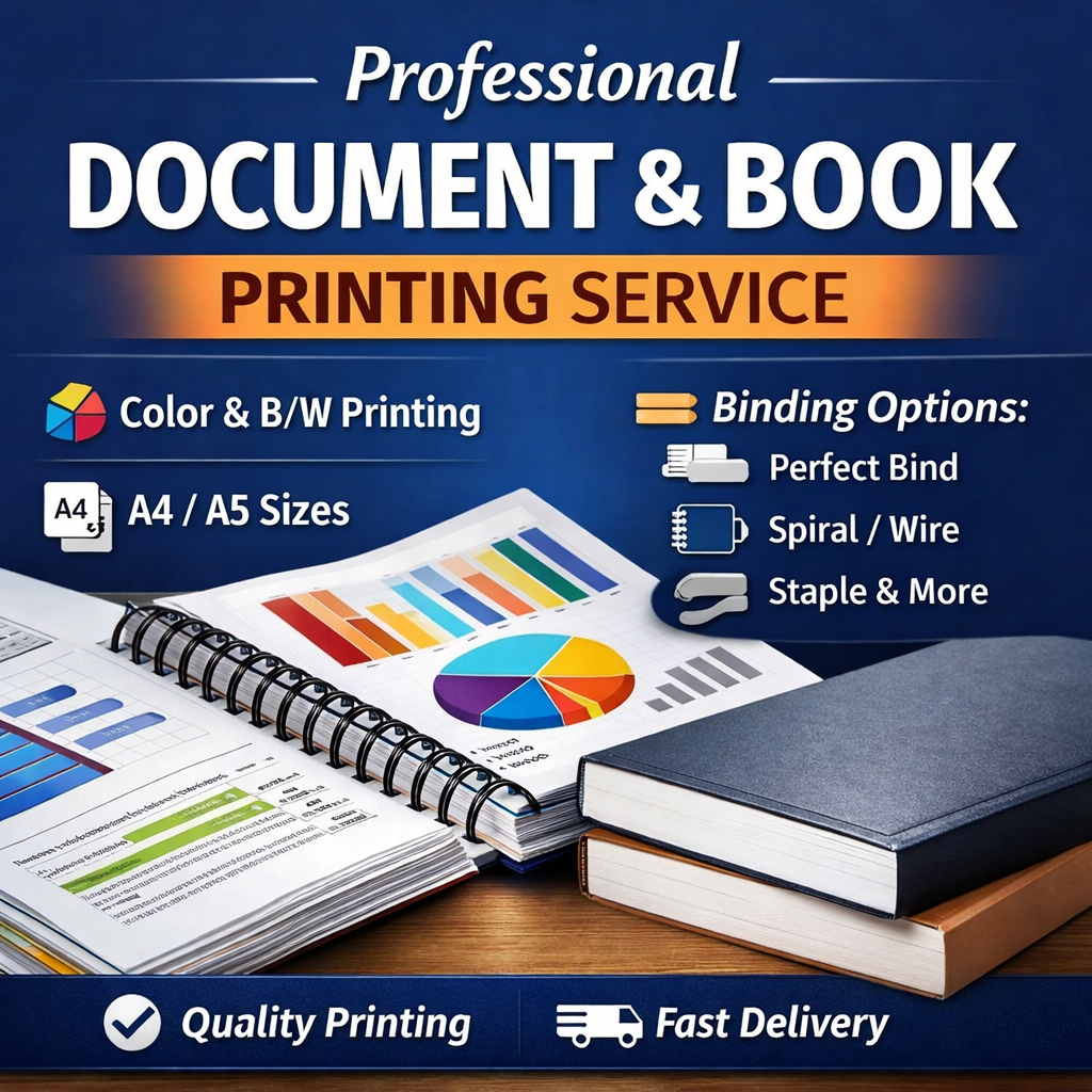 Professional Document & Book Printing Service | Color & B/W Print | Binding Available