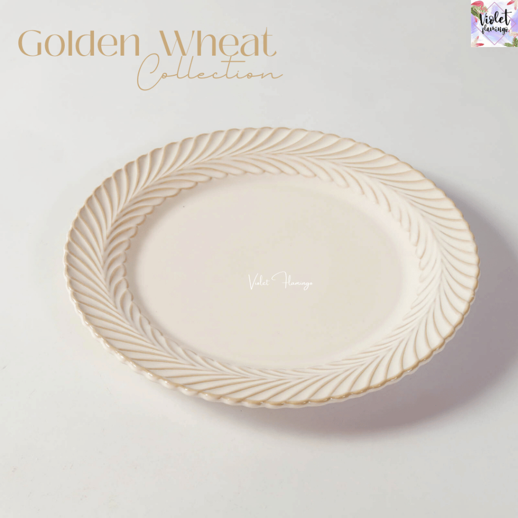 Violet Flamingo Golden Wheat Collection | ชุดจานเซรามิก ลายรวงข้าว สี Ivory White | จานอาหาร ชาม Ceramic Dinnerware Set รูปที่ 2