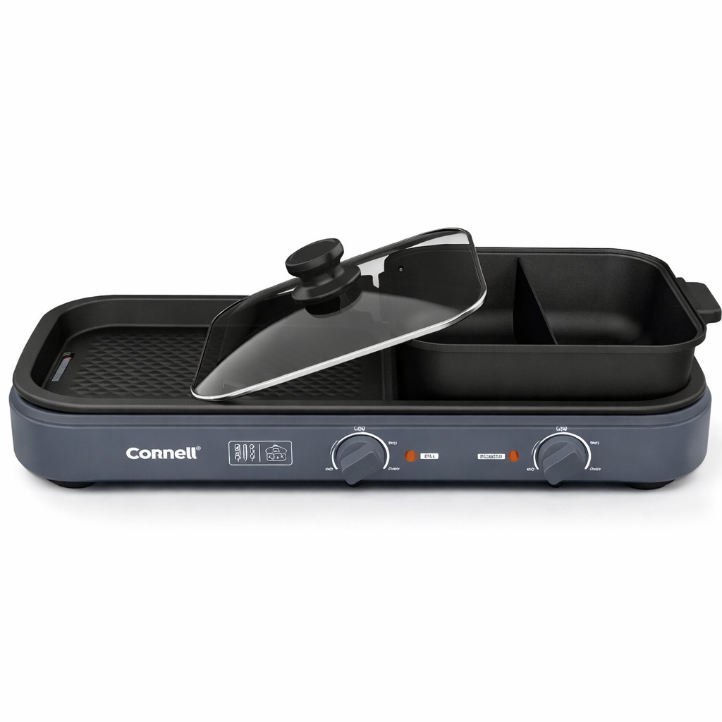 Cornell เตาปิ้งย่าง 2in1 (หม้อชาบู 2 ช่อง) ถอดล้างได้ ขนาดใหญ่ รุ่น (DUO)CCG-EL98DT
