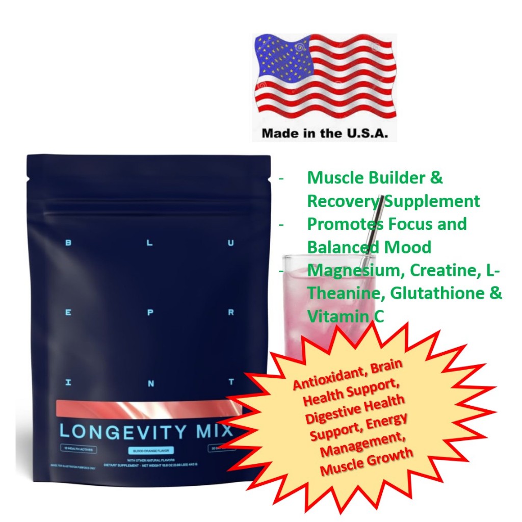 Blueprint Bryan Johnson Longevity Mix - ผงชงดื่มเสริมสร้าง และ ฟื้นฟู กล้ามเนื้อ รสส้ม - Muscle Buil