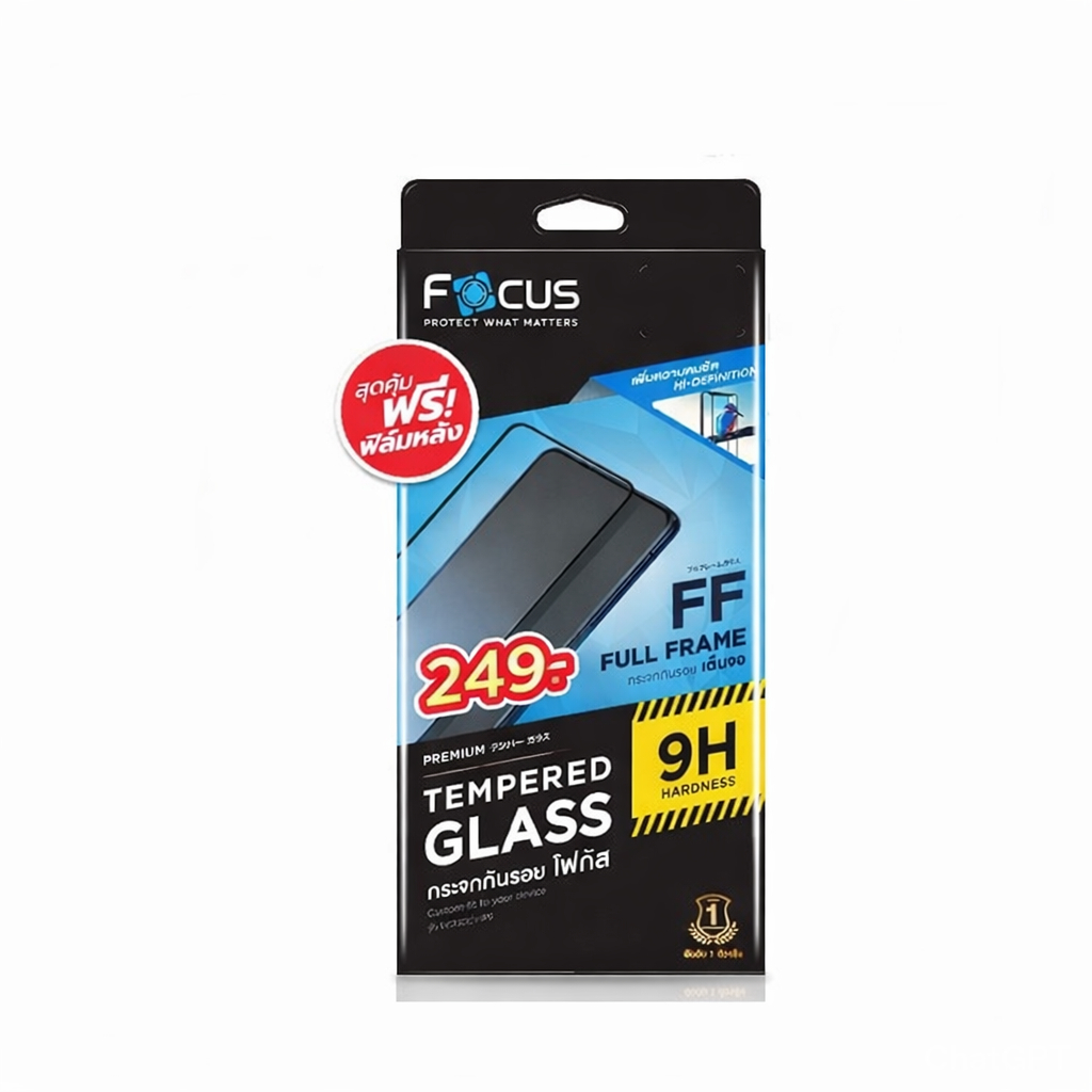 ฟิล์ม Focus ฟิล์มกระจกเต็มจอ Vivo Y03 / Y03T  ขอบดำ (ใส่ด้วยกันได้ค่ะ)