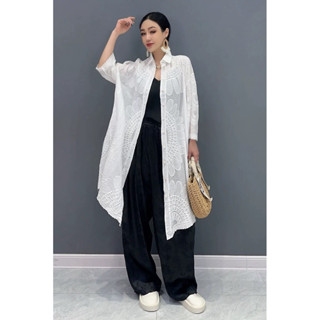 [พร้อมส่ง] เสื้อคลุมลูกไม้ เสื้อคลุมยาวผู้หญิง เสื้อคลุมโอเว…