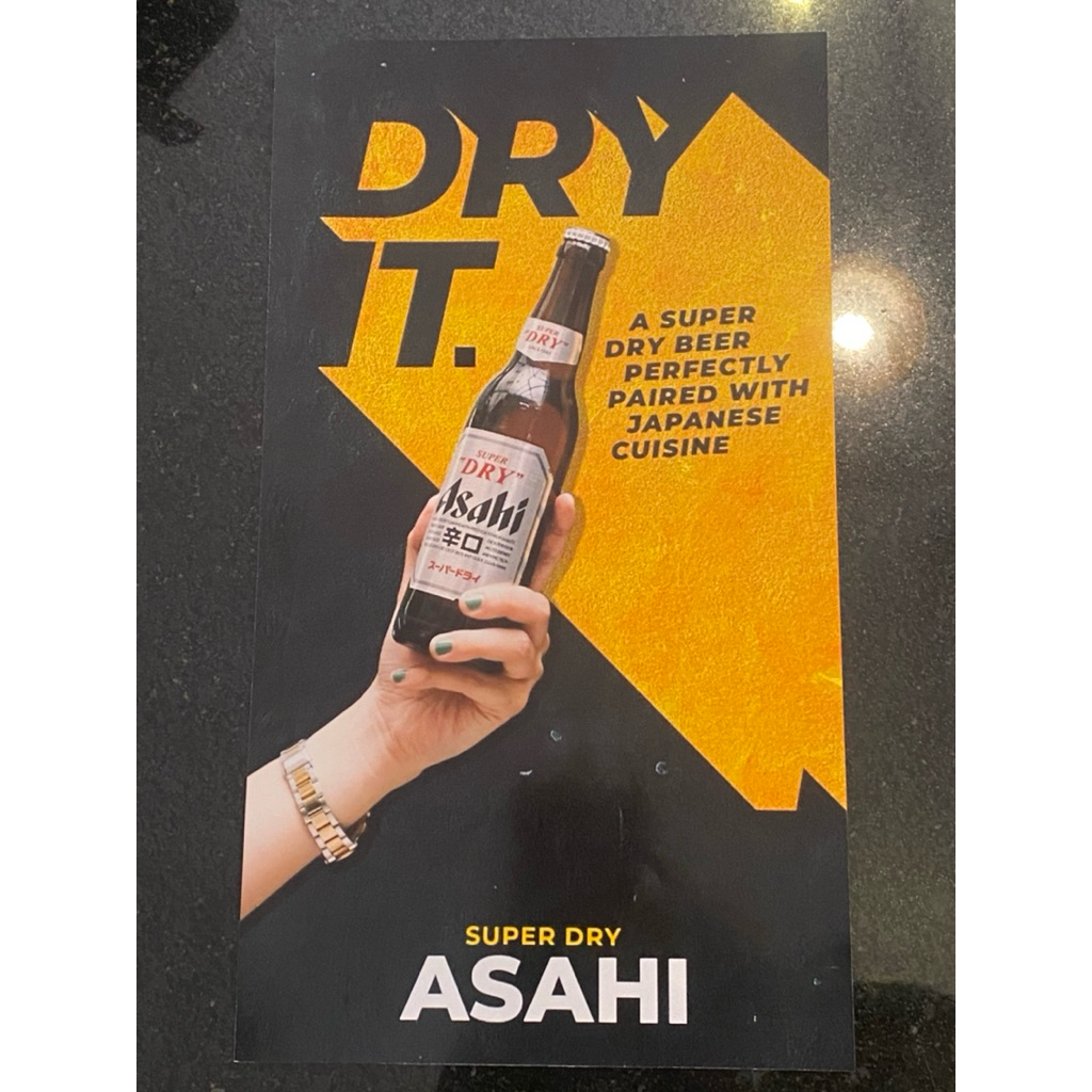 โปสเตอร์เบียร์ Asahi ญี่ปุ่นแท้ 29x16cm. Super Dry