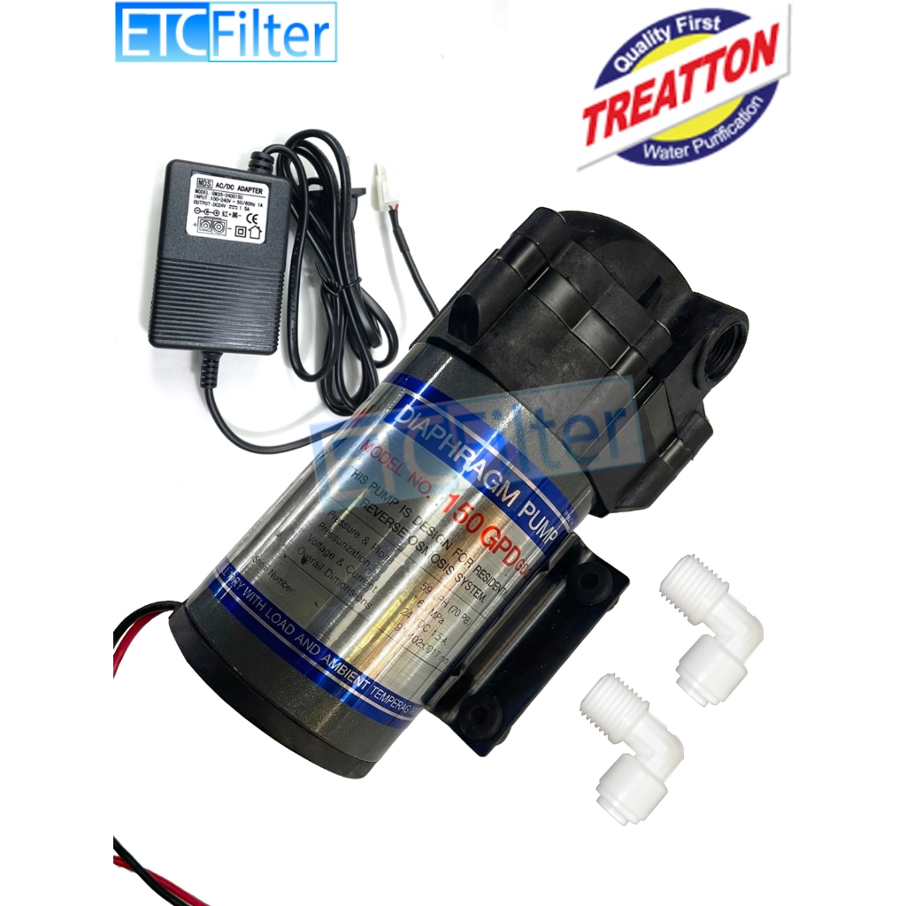 TREATTON ปั๊มนำ้ DIAGRAMS  PUMP RO 50,100,150GPD และข้อต่อ 2 อัน สั่งครบชุดจะมีหม้อแปลง 24V