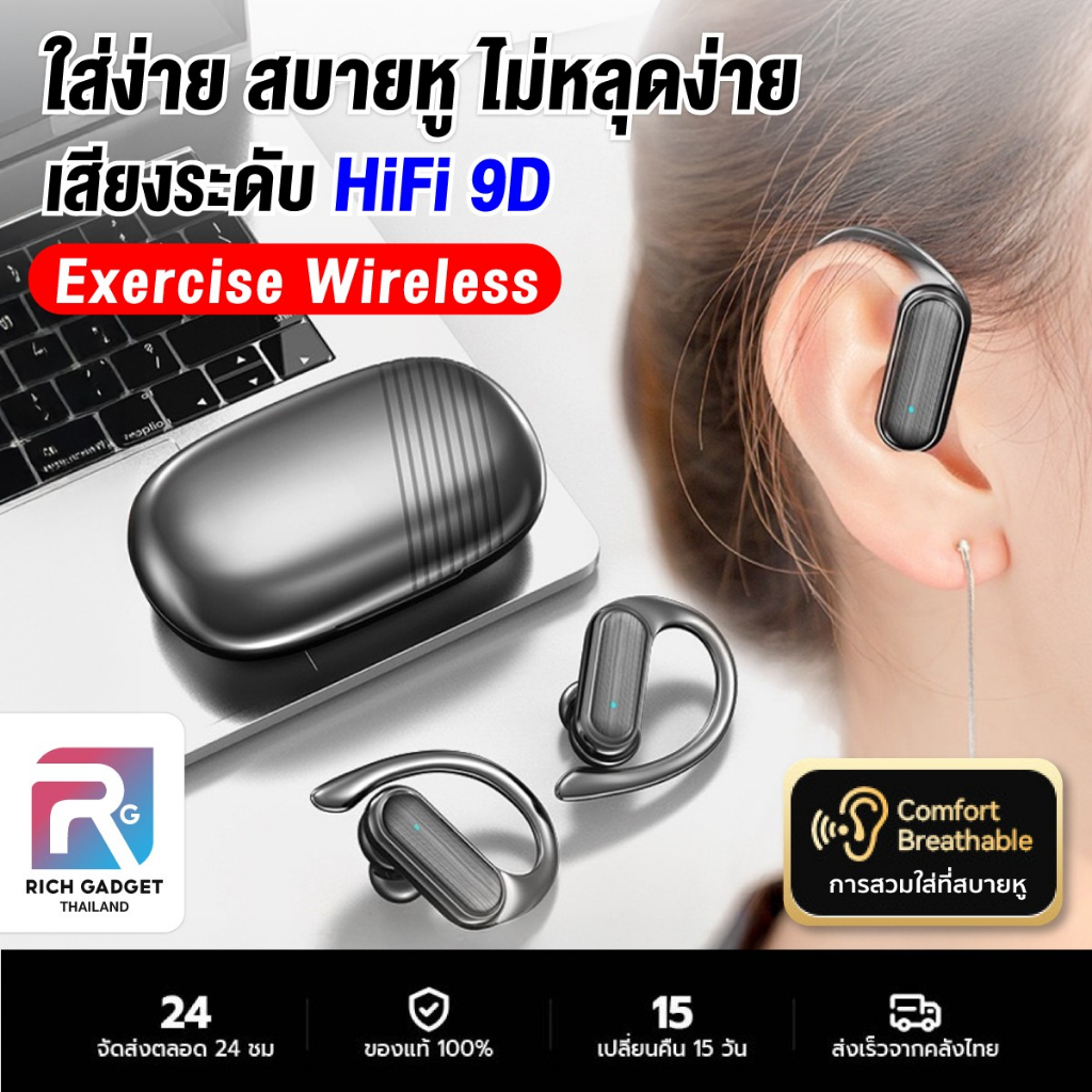 Cleer หูฟังไร้สาย หูฟังบลูทูธ กันน้ำ IPX5 หูฟังออกกําลังกาย เสียงสเตอริโอ พร้อมไมโครโฟน
