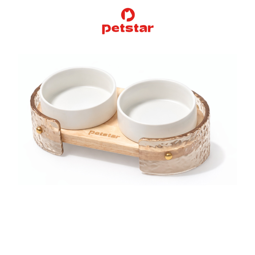 Petstar ชามอาหารสัตว์เลี้ยง ชามอาหารสุนัข ชามอาหารแมวยกสูง Food bowl ชามสูง 9 ซม.กันลื่นได้ดี ใช้งานได้ 2 แบบ