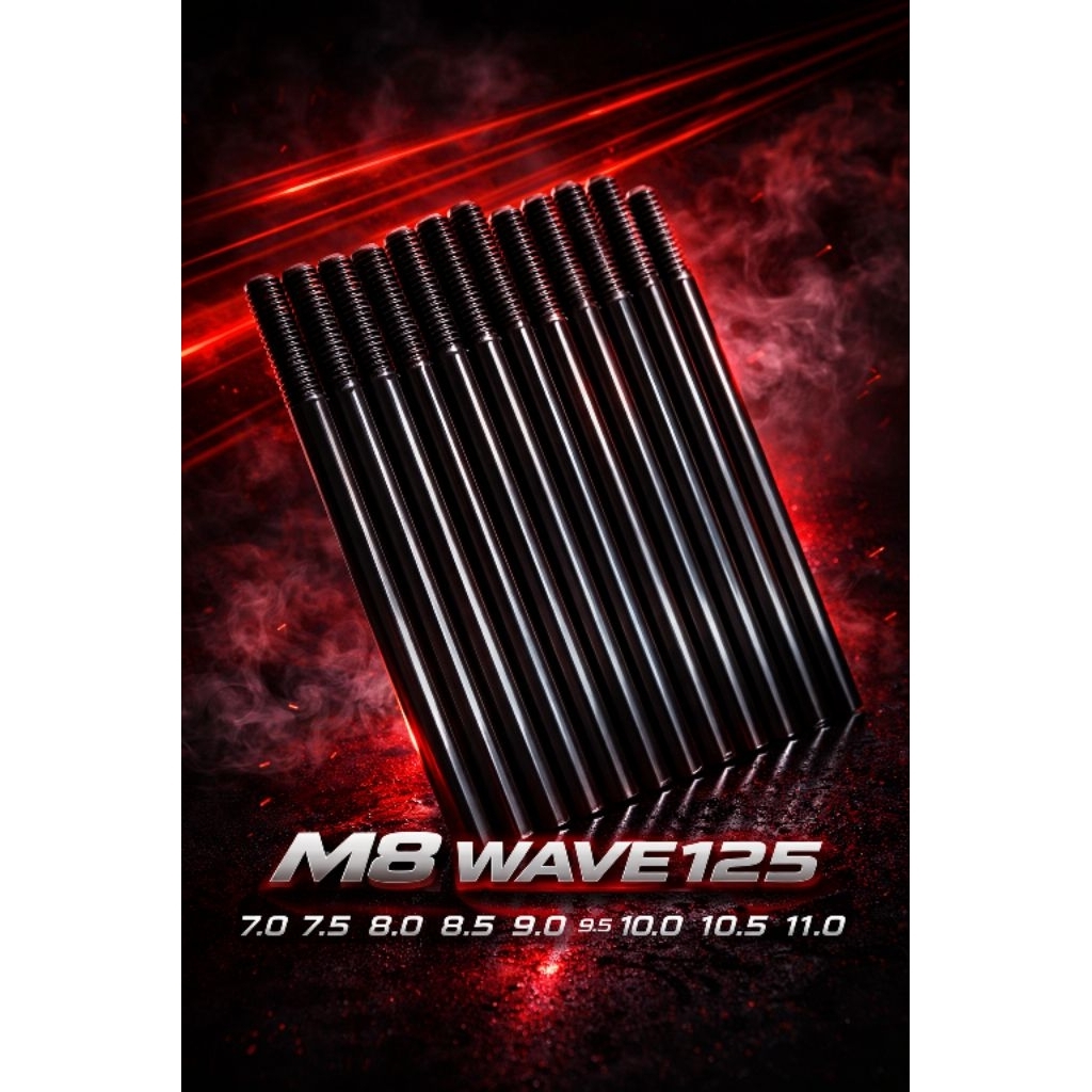 เสาเสื้อสูบแต่งM8x1.25สำหรับWave125 Sonic Mio ยาว7นิ้ว,7.5นิ้ว,8นิ้ว,8.5นิ้ว,9นิ้ว9.5นิ้ว,10นิ้ว,10.5นิ้ว11นิ้ว1ชุด 4ต้น - รูปที่ 7